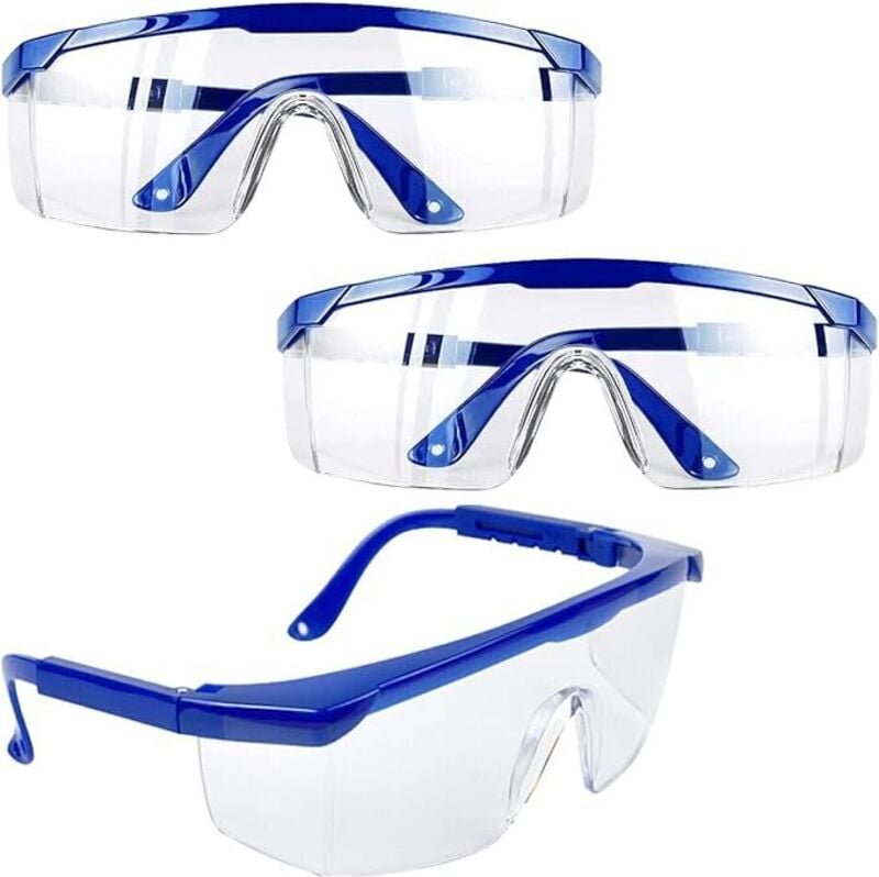 Schutzbrillen, 3er-Set, beschlagfrei, blaue Rahmen, UV-Schutzbrillen für Kinder und Erwachsene mit Polycarbonat-Gläsern ...
