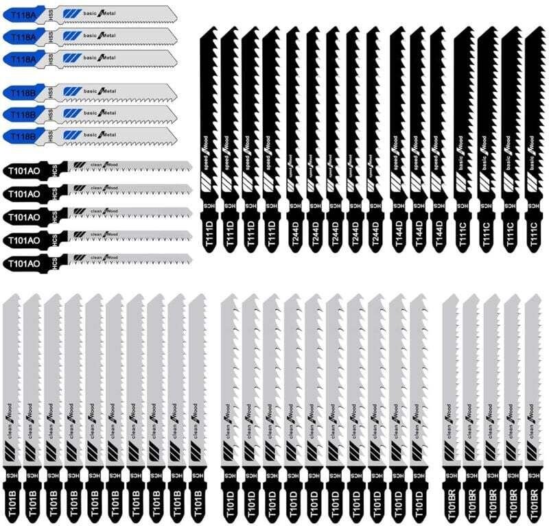 YMYNY 52-teiliges Stichsägeblatt-Set, professionelles Metallschneidblatt mit hohem Kohlenstoffgehalt, 10 Muster, ideales...