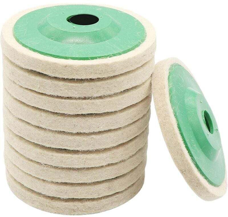 10 Stück runde Wollfilzscheiben (4 Zoll) für 100-mm-Winkelschleifer. Polieren und Schwabbeln.