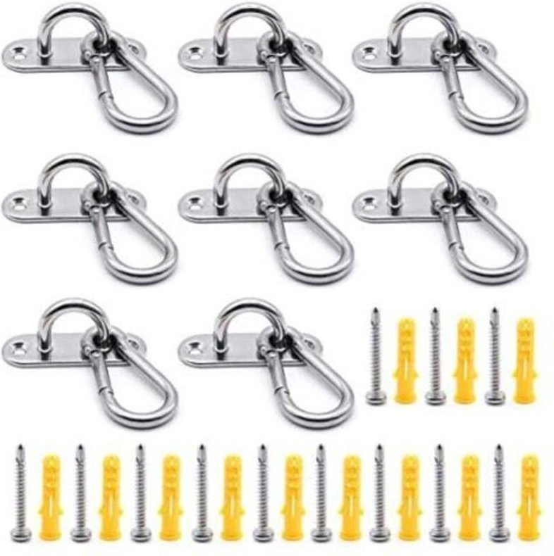 16-teiliges 60-mm-Deckenhaken-Set, 8 Edelstahl-Ösenplatten (M6) und 8 M6-Karabiner, Deckenhaken-Kombination