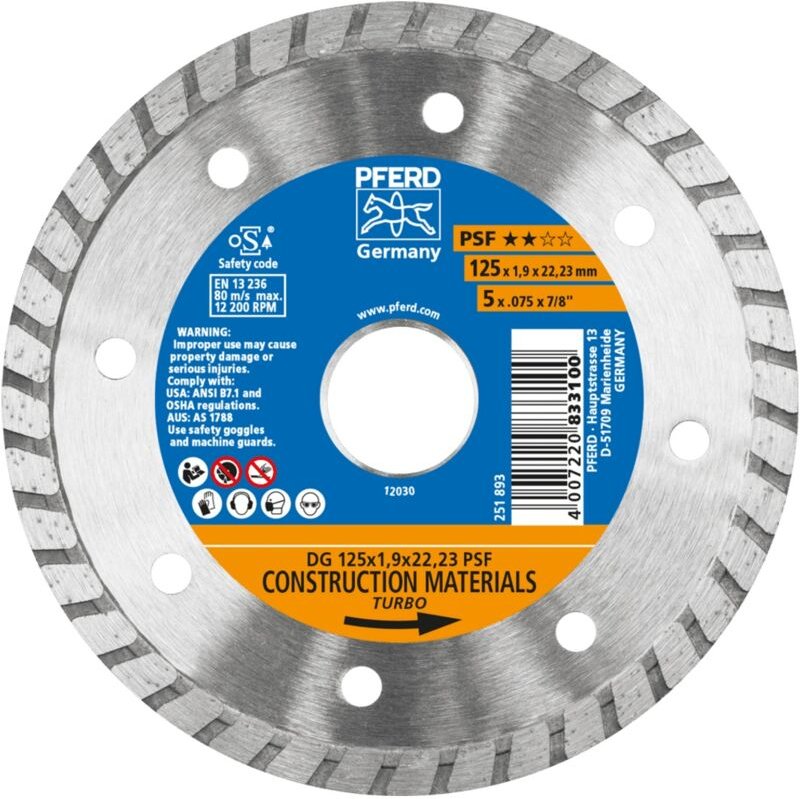 PFERD Diamant-Trennscheibe DG 125x1,9x22,23 mm PSF z. Trennen v. Stein/Beton,hohe Schnittqualität