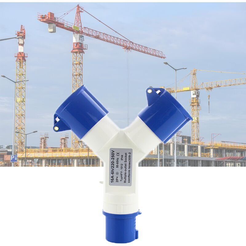 220V IP44 Industrie-Steckdosenverteiler mit Steckerabdeckung – Blau/16A/2-polig + E