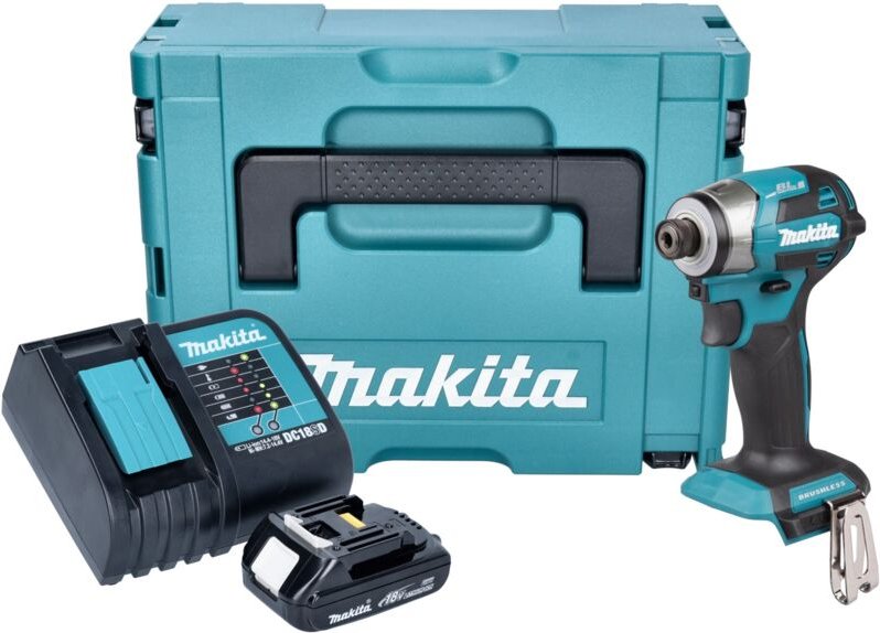 Makita DTD 173 SY1J Akku Schlagschrauber 18 V 180 Nm 1/4“ Brushless + 1x Akku 1,5 Ah + Ladegerät + Makpac