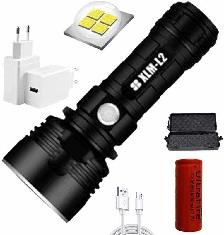 Vtizikl p70 lampe torche, 30000-100000 lumens haute puissance LED lampe de poche étanche ultra lumineuse, Lampe de poche...