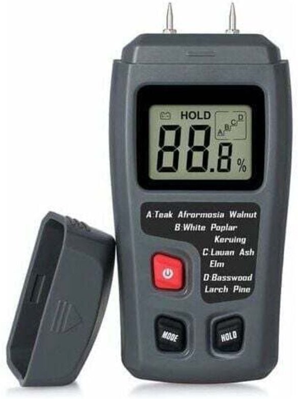 Tragbares Holzfeuchtemessgerät, LCD-Holzfeuchtetester, misst den Feuchtigkeitsgehalt von Papier und Brennholz.