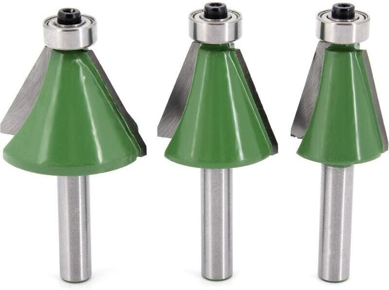 3-teiliges Fasen- und Anfasbohrer-Set mit 8-mm-Schaft, 15°, 22,5° und 30°, Holzbearbeitungswerkzeug