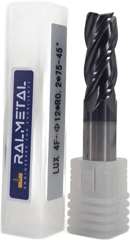 Radialfräser aus Vollhartmetall Fi 12 x R 0,2 x 75 mm 45 HRC