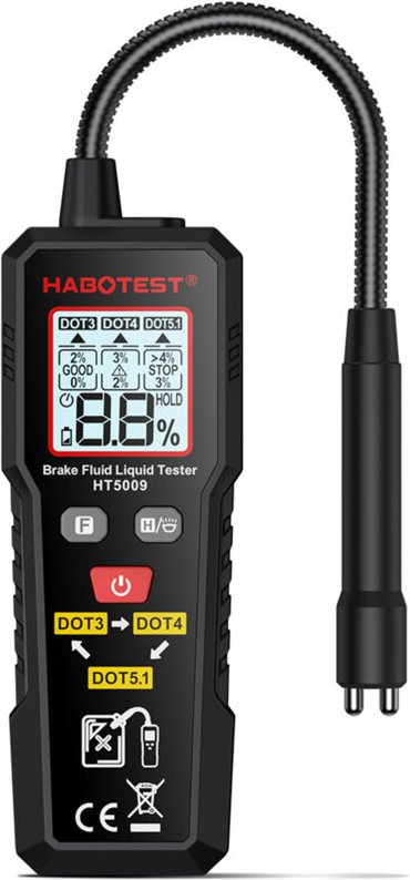 Decdeal Habotest HT5009 Bremsflüssigkeit Flüssigkeitstester Öl Erkennungsstift Flexible Sonde 3 Farben Backbeleuchtet mi...