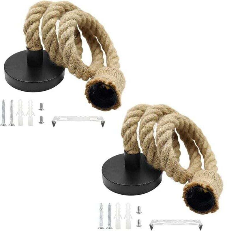 Stück E27 Industrie-Pendelleuchte mit Hanfseil, Vintage-Stil, verstellbar, für Esszimmer, Flur, Restaurant, Bar, Café – ...