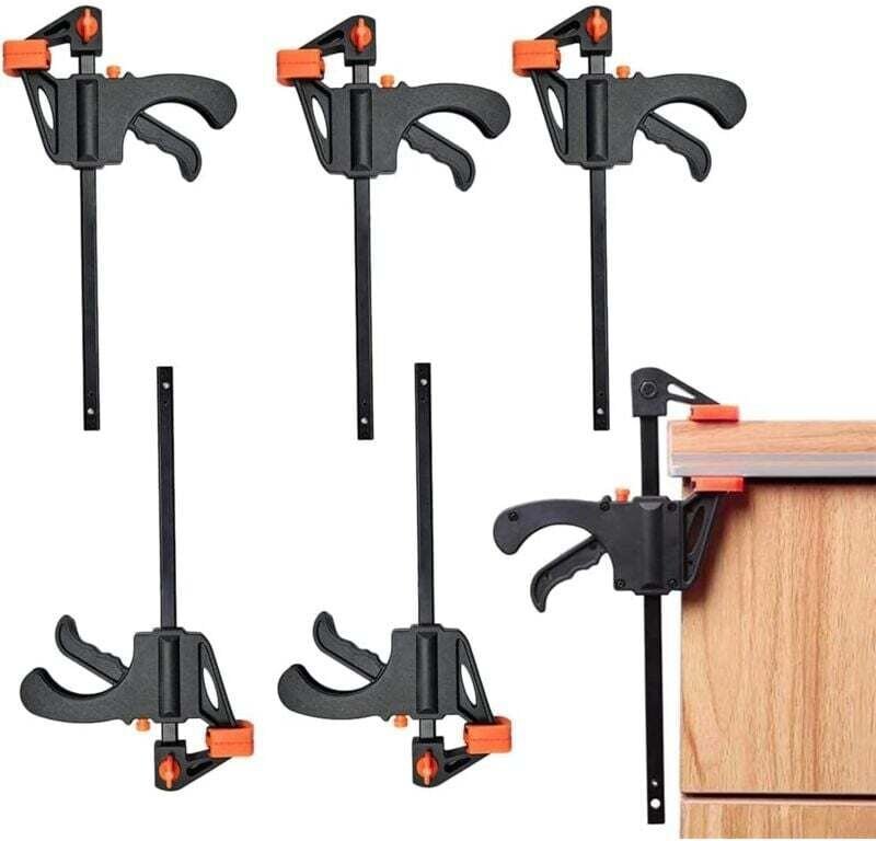 6-teiliges Einhand-Schraubzwingen-Set, Ratschenzwingen, 4 Zoll, Schnellspannzwingen, Zimmermannszwingen