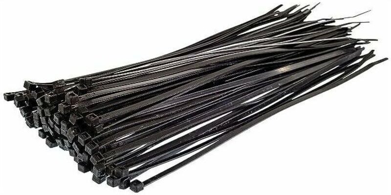 CHOYCLIT Nylon-Kabelbinder, 300 mm x 4 mm, schwarz, UV-beständig, 250 Stück