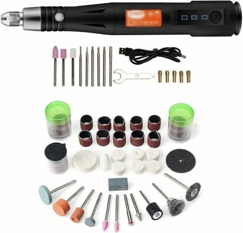 Akku-Rotationswerkzeug, 105-teiliges 5V-Mini-Bohrmaschinen-Set mit 3 Geschwindigkeitsstufen und LED-Leuchte