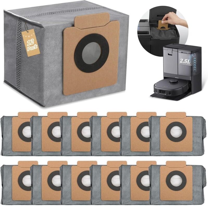 12 Stück für Eufy X8 Pro Staubbeutel für Eufy X10 Pro Omni Staubbeutel Ersatz Staubsaugerbeutel Staubsauger Zubehör (2.5...