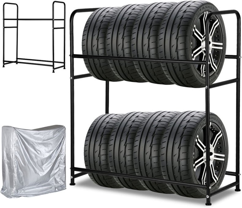 Randaco Reifenregal Felgenregal Reifenständer, Lagerregal, Felgenbaum, Lagerregale, Werkstattregal für 8 Reifen 107 x 46...