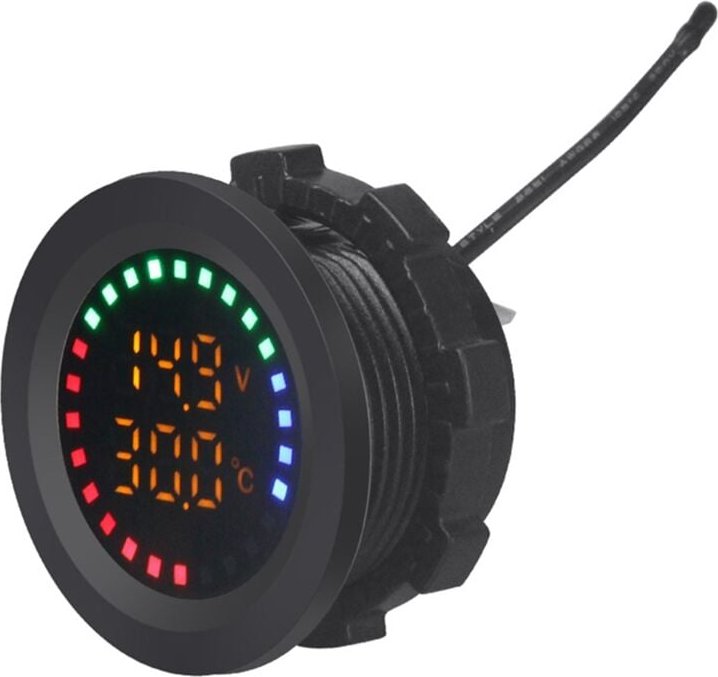 12-24 V Auto Runder Farbbildschirm Temperatur Voltmeter Automatischer Spannungstest Dual Display Digitale Messung für Mo...