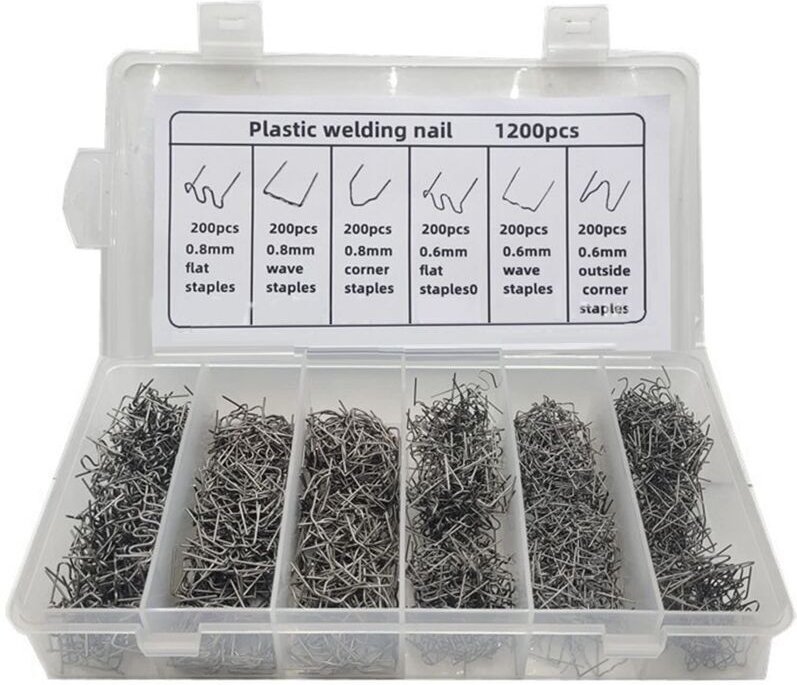 Heißschmelz-Kunststoffschweißnägel, Kunststoffreparaturnägel für Autostoßstangen mit passender Box für Heißklammern, and...