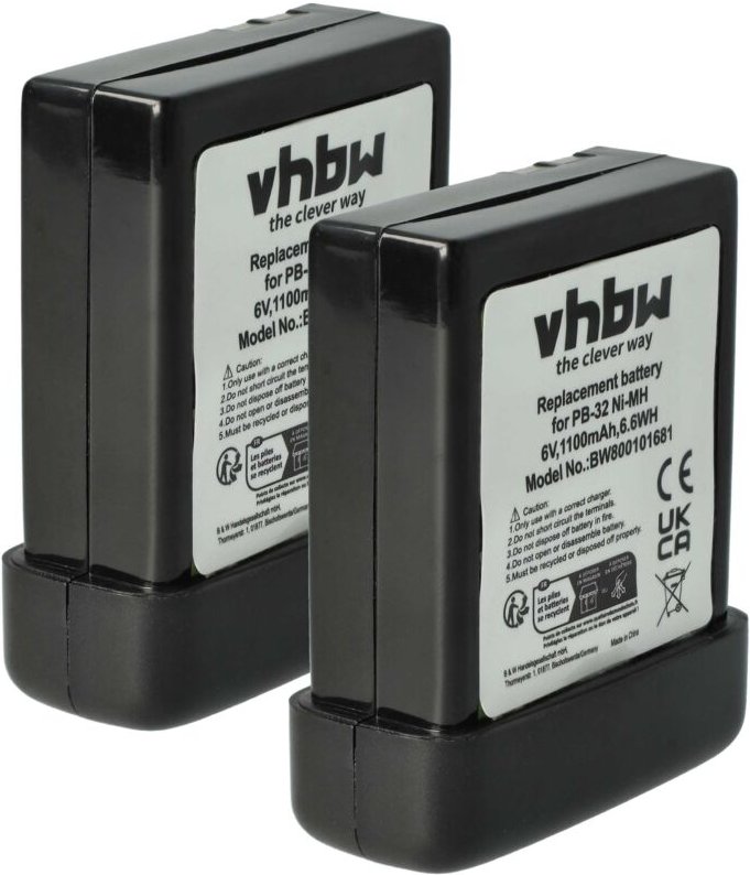 vhbw 2x Akku Ersatz für Kenwood PB-32, PB-32H, PB-33, PB-34 für Funkgerät, Walkie Talkie (1100 mAh, 6 V, NiMH)