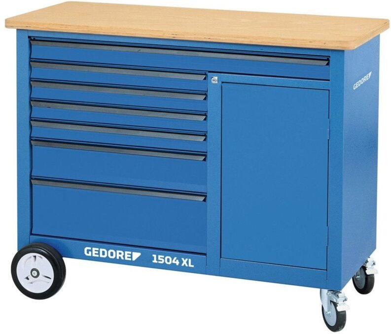 Rollwerkbank 1504 xl Außen-B1250xT550xH985mm Schubl.7 40/60kg 1.000kg - 1988468 - Gedore