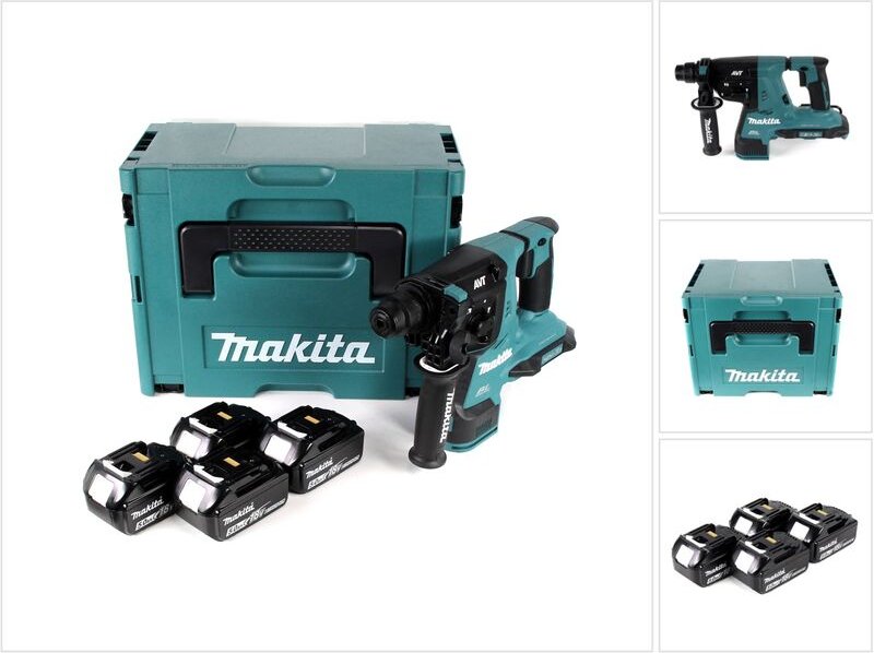 Makita DHR 280 T4J 2 x 18 V 36 V Li-Ion Akku Bohrhammer Brushless 28 mm für SDS-PLUS im Makpac + 4 x 5,0 Ah Akku - ohne ...