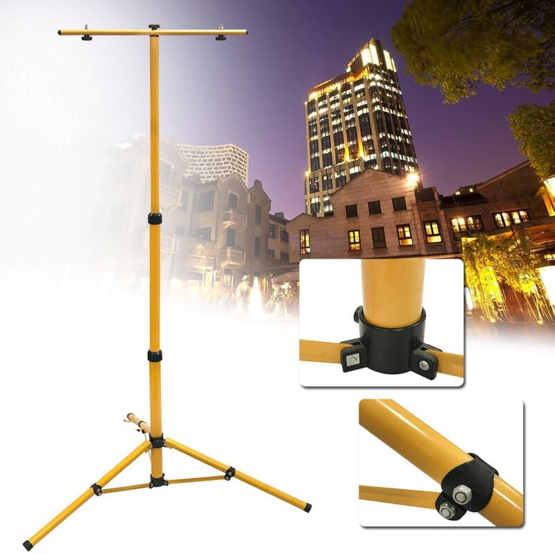UISEBRT Teleskop Stativ Strahler Stativ für Baustrahler LED Flutlicht Stahlstativ höhenverstellbar 63.5-153.5cm Gelb