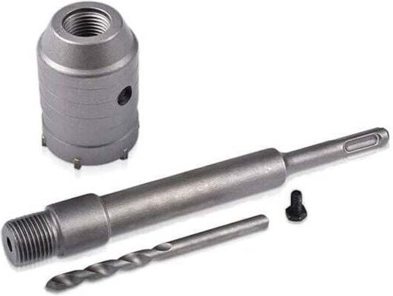 40-mm-Betonlochsäge mit 200-mm-SDS-Plus-Adapter + Spiralbohrer + Positionierschraube, für Ziegel, Beton, Zement, Stein u...