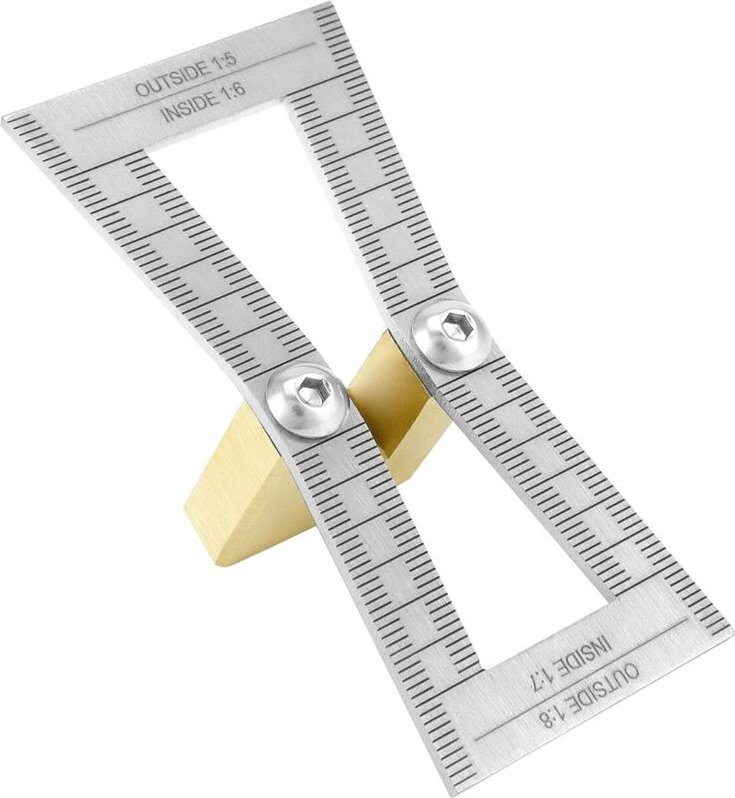 BEBUSINGOTO Schwalbenschwanzmarkierer aus Edelstahl 304 und Messing, lasergravierte Skala, Größen 1:5–1:6 und 1:7–1:8, f...