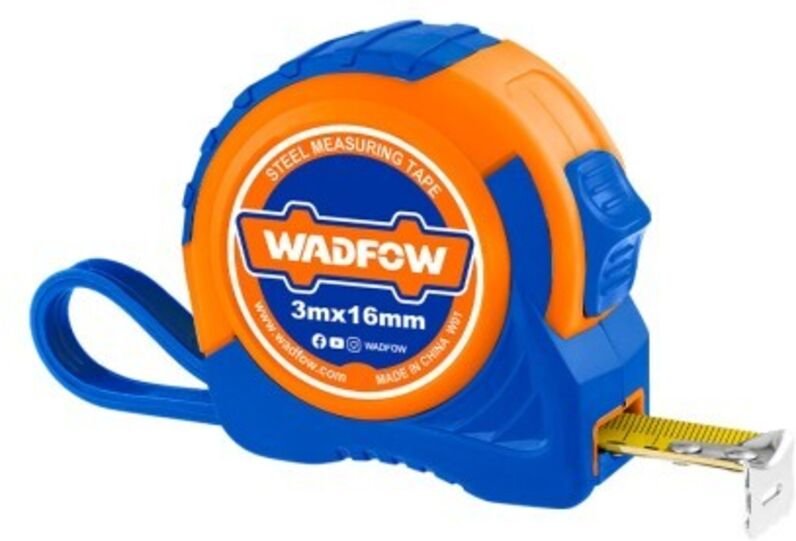 WADFOW Selbstsicherndes Bandmaß, 3 m x 16 mm, metrisch, ergonomisches Design und MID II-zertifiziert