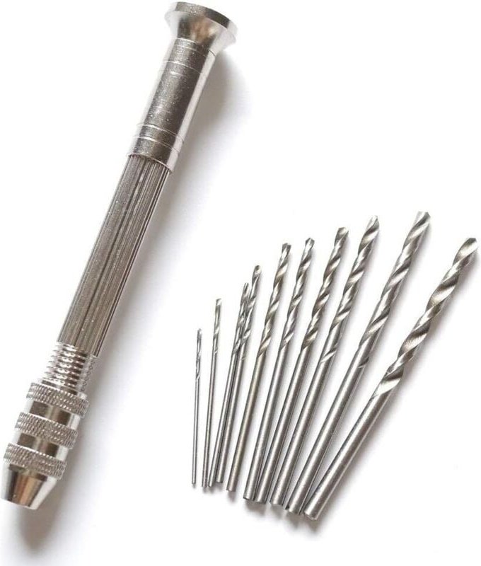Mini-Handbohrmaschine mit 10 Puppet Micro Twist Bits (0,8-3,0 mm) Rotationswerkzeuge Hobby-Werkzeuge