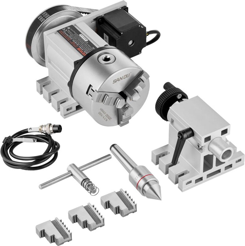 Drehbankfutter K11–100mm Spannfutter Dreibackenfutter 4. Achse der CNC-Rotationsachse, ein Untersetzungsverhältnis von 6...