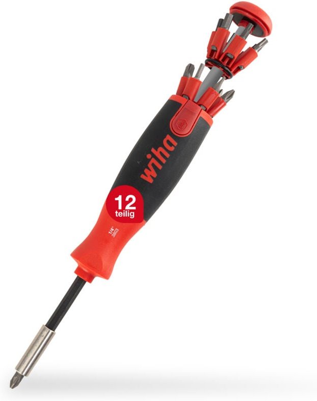 Wiha - Schraubendreher mit Bit Magazin LiftUp 25 magnetisch (38606), 12 tlg., Bit Schraubendreher, Schraubenzieher mit B...