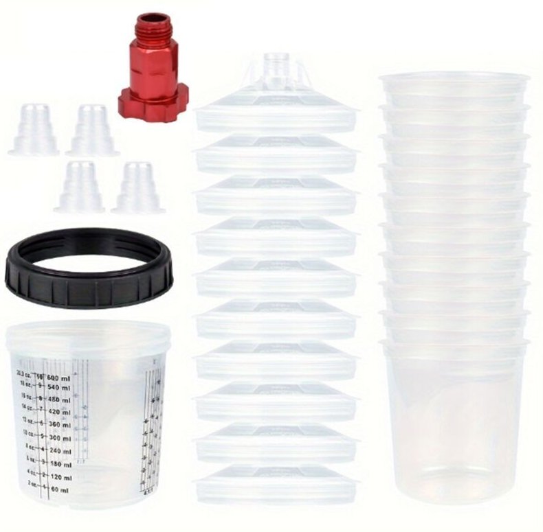 Einweg-Farbbecher 600 ml mit Schnellmisch-Sprühanschluss, Typ H/O, 16 x 1,5 mm Außengewinde