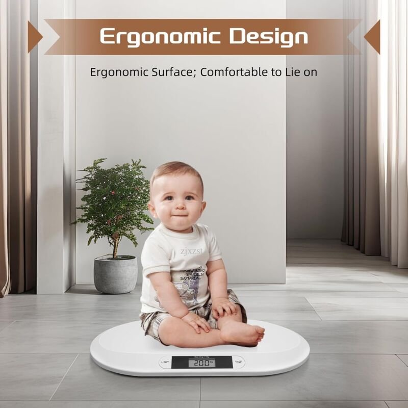 Digitale Babywaage/Elektronische Waage, Neugeborenenwaage/Tierwaage mit LED-Display, Maximale Tragfähigkeit 20 kg, Weiß