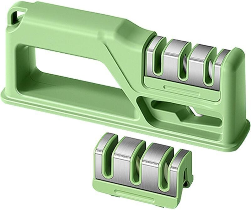 Stück Messerschärfer (grün), mit 1 Ersatzmesserschlitz, manueller Schärfer, für Küchenmesser, ergonomisches Design