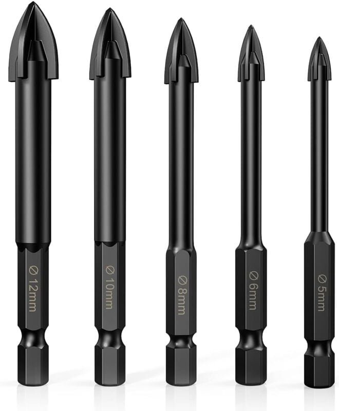 Betonbohrer, Sechskantbohrer mit Hartmetallspitze, ideal zum Bohren von Ziegeln, Ziegelwänden, Holz, Spiegeln, Kunststof...