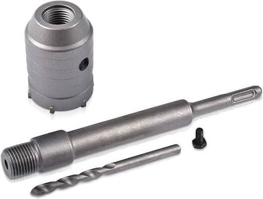 40 mm Beton-Lochsägen-Bit mit 200 mm SDS-Plus-Adapter + Spiralbohrer + Positionierungsschraube, für Ziegel, Beton, Zemen...