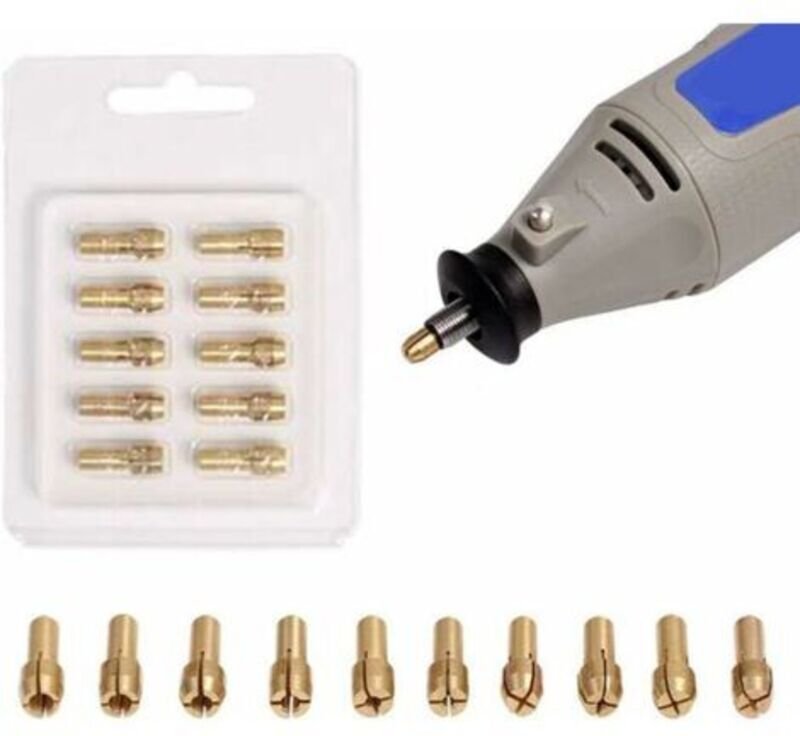 10er-Pack Präzisions-Messing-Spannzangen 0,5–3,2 mm für Dremel-Bohrer – Elektrowerkzeuge für rotierende Spannzangen