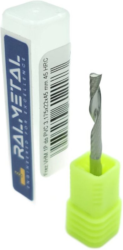 Vollhartmetall-Fräser, 1 Schneide, für PVC und Holz, 3,175 x 22 x 45 mm, 45 HRC