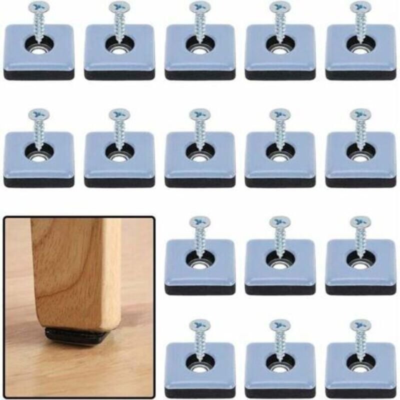 Hochleistungs-Möbelgleiter, selbstklebende quadratische Teflongleiter mit Schrauben, Antivibrations-Möbelgleiter, Blau/S...