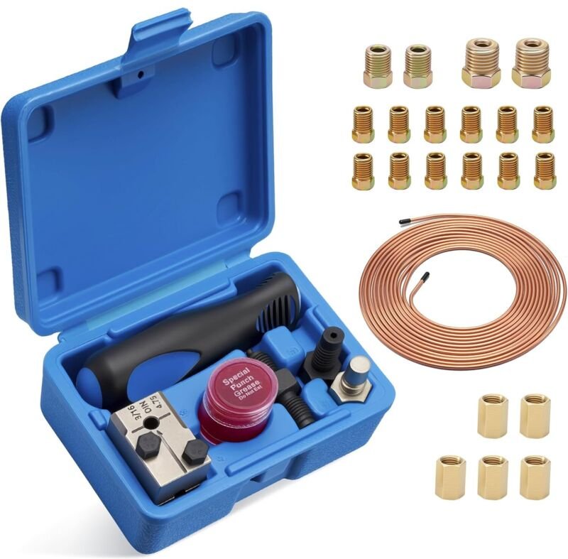 Doppelcrimpwerkzeug für DIN-Bremsleitungen, 4,75 mm (3/16"), Crimpwerkzeug-Set für Bremsleitungen, 7,62 m Bremsleitung m...