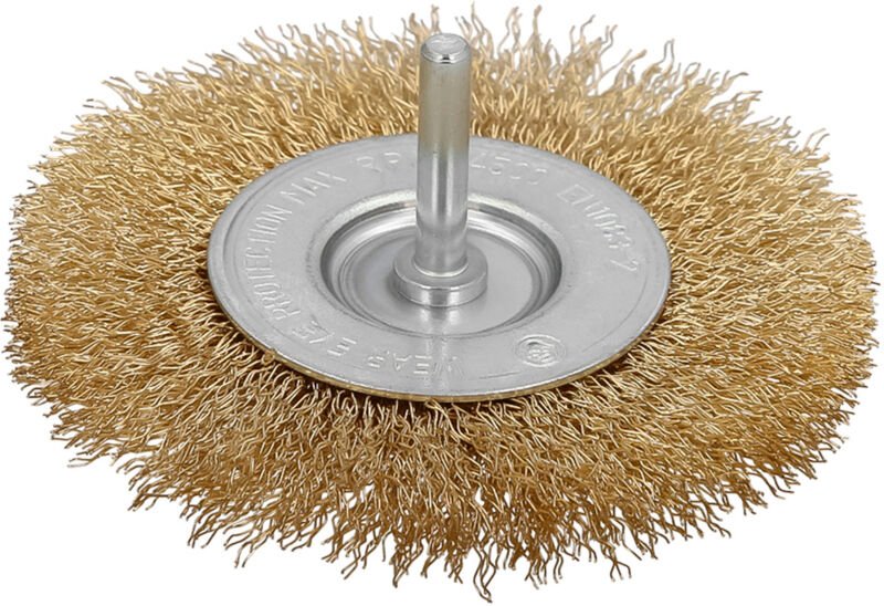 Scheibe Vermessingte Stahlbürste. Ø75mm. 1/4' Spike