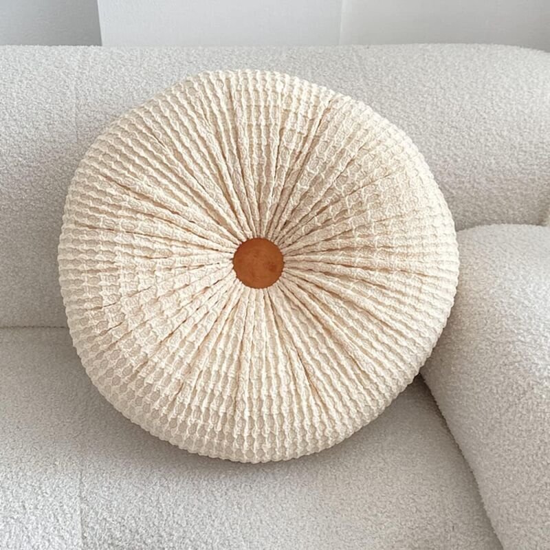 Rundes, plissiertes, kürbisförmiges Kissen, einfarbiges Dekokissen, geeignet für Schlafzimmer, Sofas, Büros und als Bode...