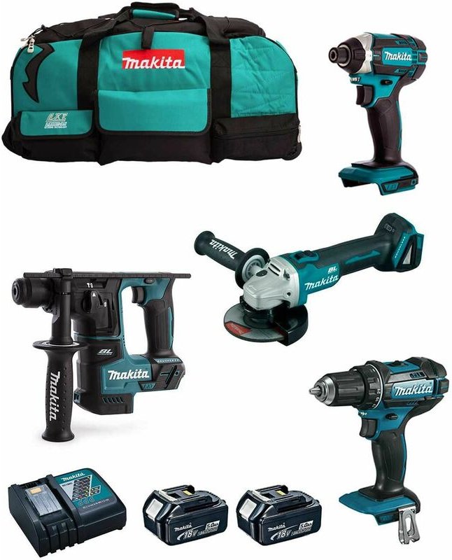 Makita - Kit MK401 (DDF482 + DHR171 + DGA504 + DTD152 + 2 x 5,0 Ah + DC18RC + LXT600)