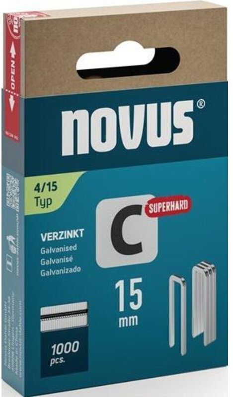 Novus - Schmalrückenklammer c Typ 4 Breite 6 mm Schenkellänge 15 mm Drahtbreite 1,1 mm