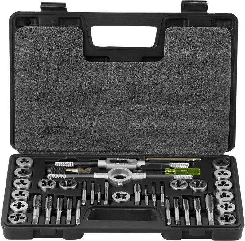 Mophorn - Gewindebohrer- und Schneideisensatz, 40-teilig, metrisch M3-M12, Lagerstahl, Außen-/Innengewindewerkzeuge, kom...