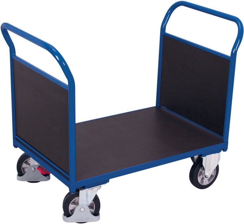 VARIOfit Doppel-Stirnwandwagen mit Siebdruckplatte 1000kg Tragkraft 995x700mm Anthrazitgrau RAL 7016