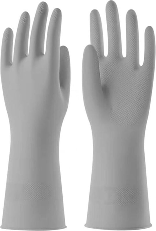 Moran Nitrilhandschuhe, Grau, Größe L (10,7 cm), Rutschfest, Wasserdicht, Wiederverwendbar, Für Küche und Bad, 1 Paar