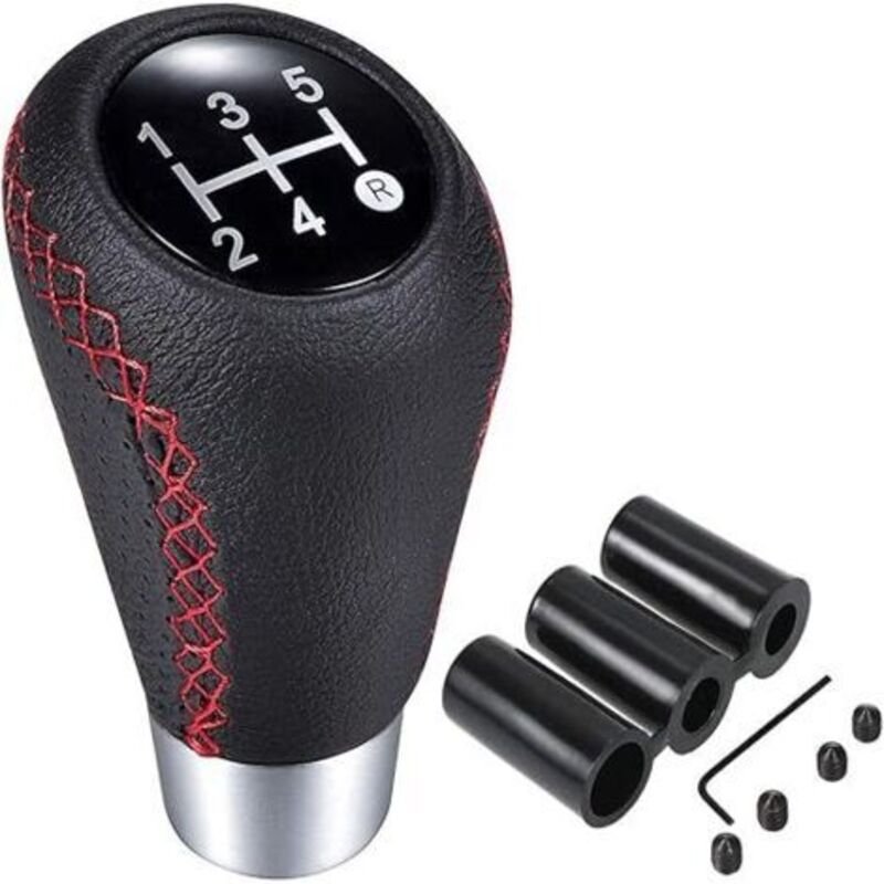 Schaltknauf 5-Gang Schaltgetriebe Leder, Rote Naht