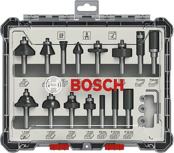 Set mit 15 Bosch 6 mm Schaftfräsern - 2607017471