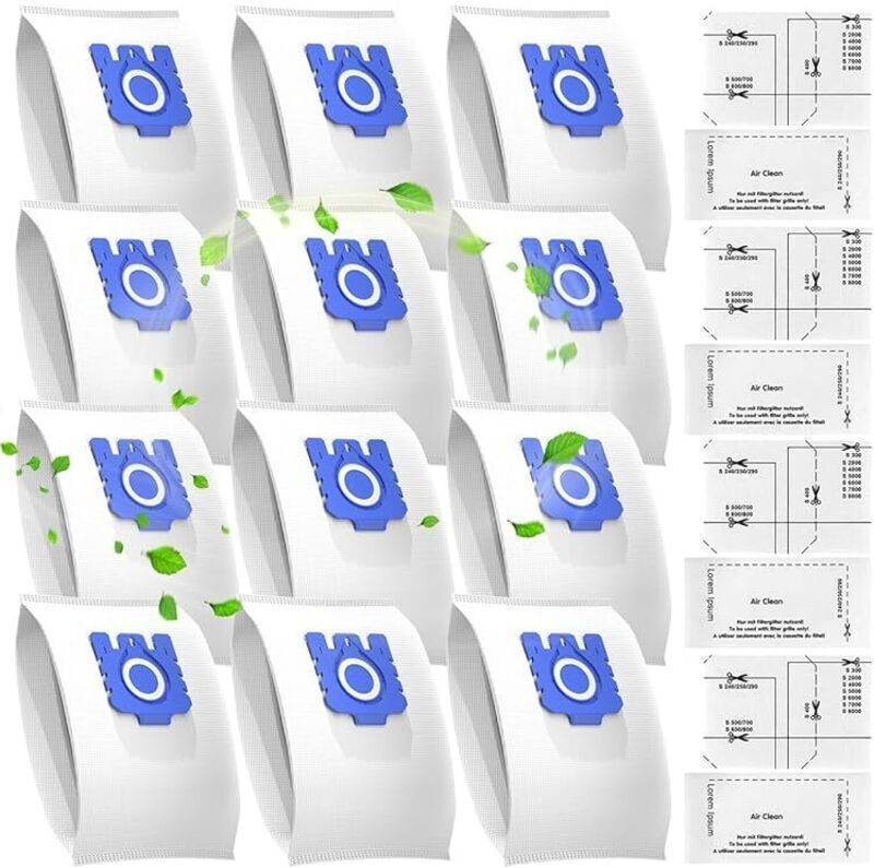 12 Beutel für Miele GN Staubsauger, kompatibel mit Miele GN 3D Airclean Efficiency Classic C1 Complete C2 C3, S600, S200...