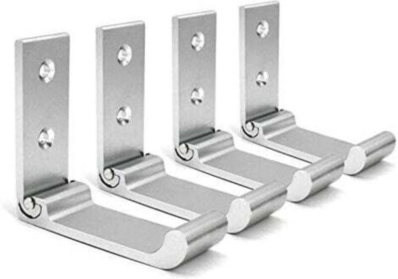 4 Stück - Silber - Faltbare Wandhaken, Faltbare Wandhalterung für das Büro, Faltbare Gaming-Headset-Halterung, Verstellb...